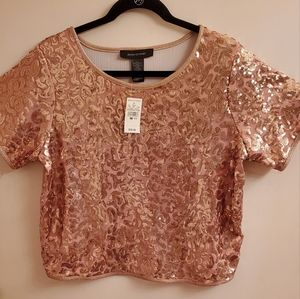 Sequined gold short sleeved top 14/16